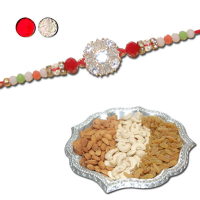"AKHIS -AD 4580 A (Single Rakhi) , Dryfruit Thali - code RD500 - Click here to View more details about this Product